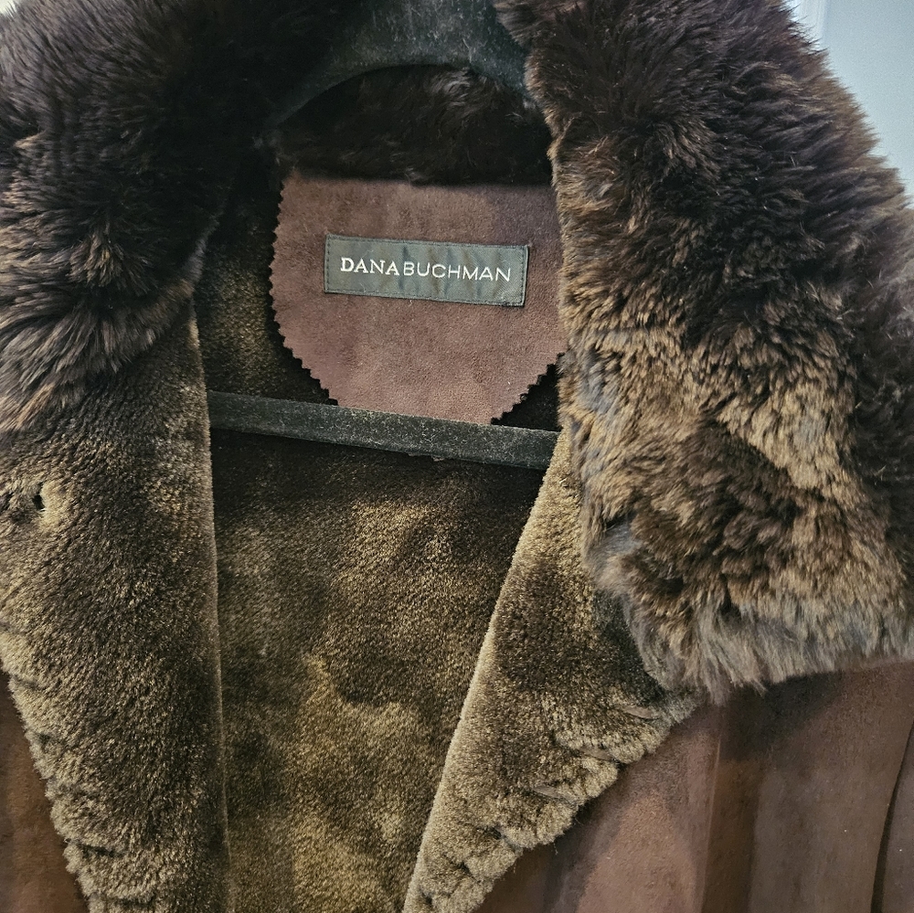 Shearling long coat. Size M. Real fur trim. - Picture 4 of 16